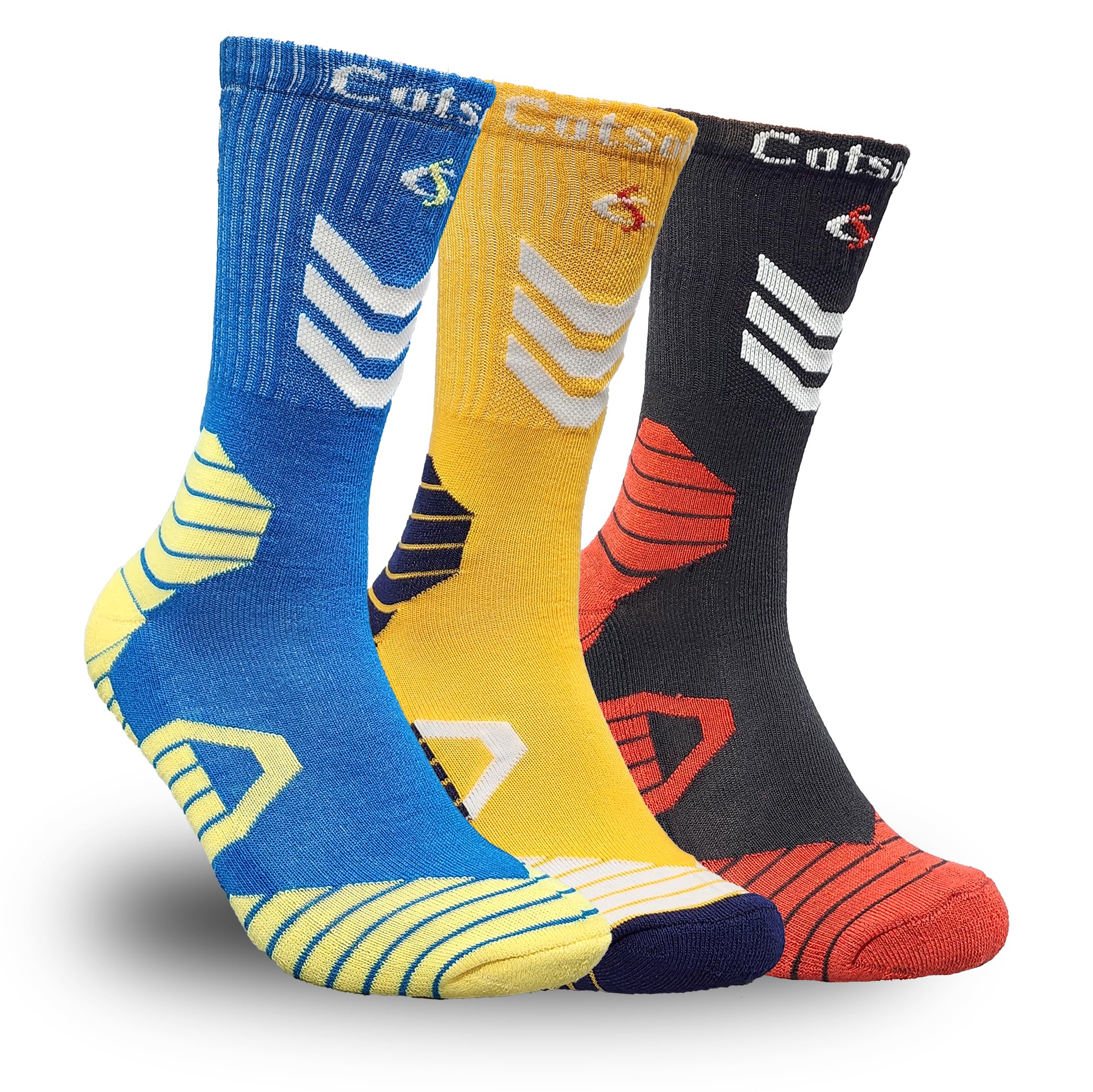 cotson ;lasting wear in every pair CotsoN Unisex Sports Crew Socks Pack of 3 – Cushioned, Breathable, Stylish Athletic Socks for Running, Gym, Cycling (Multicolor)-picture-46