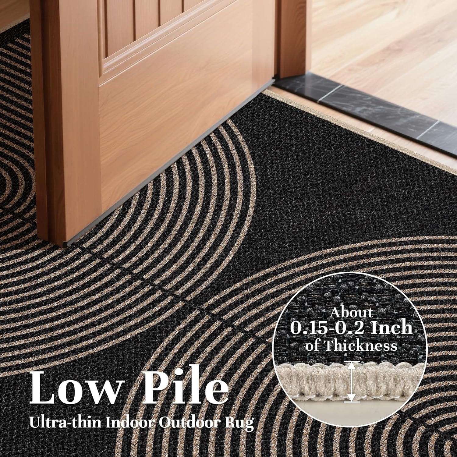 EDIMENS Rainbow Easy Jute Rug Entryway Rug, 2x3 Front Door Mat Small Entryway Non-Slip Washable Area Rug, Farmhouse Low Pile Indoor Outdoor Door Mat for Entrance Entry Porch Doorway