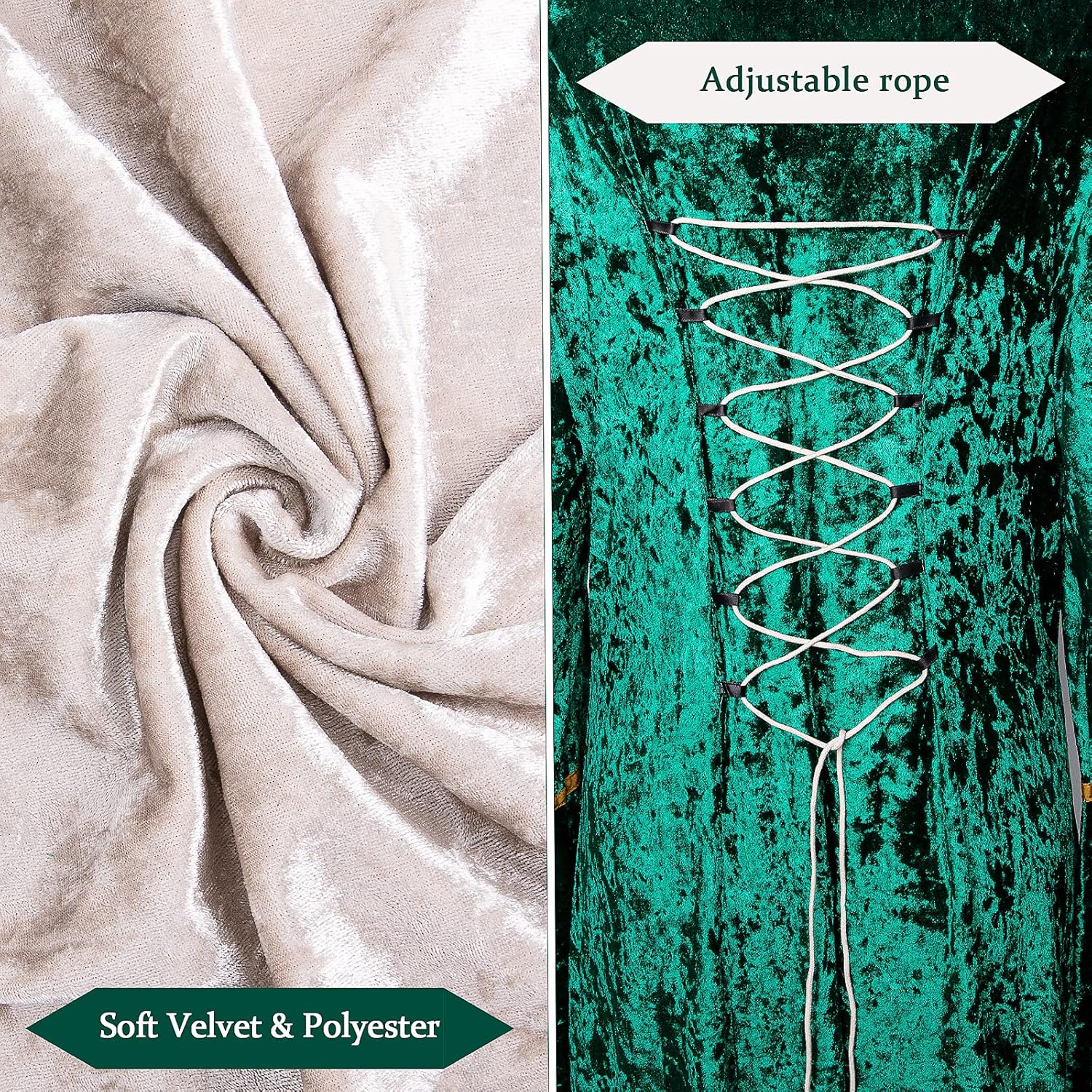 Halloween Womens Medieval Renaissance Dress Retro Cosplay Costumes Lace up Vintage Irish Gown Long Over Dresses - Image 5