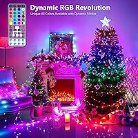 Vista 3 de Brizled - Luces de hadas que cambian de color, 66 pies / 20 metros, 200 luces LED de Navidad con control remoto, luz RGB parpadeante ajustable, luz