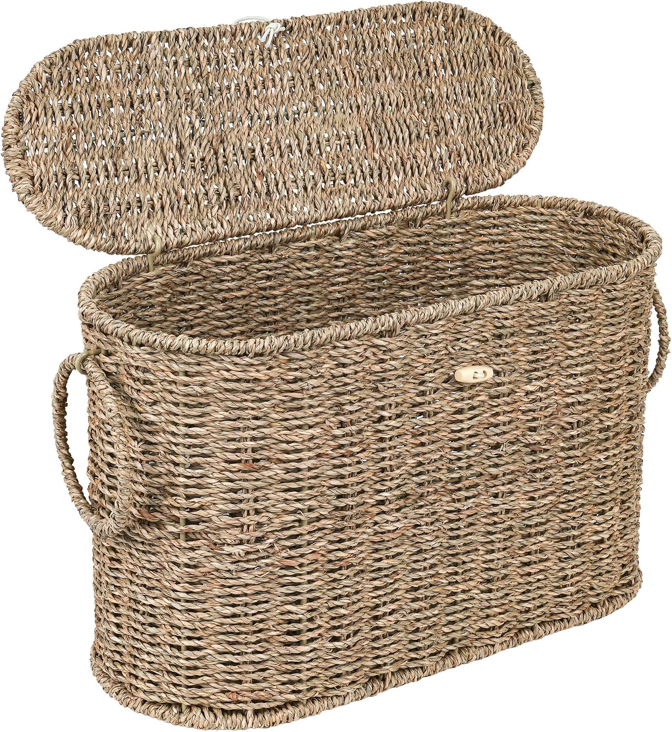 efluky Toilet Paper Storage Basket, Seagrass Slim Toilet Paper Holder with Lid- Holds Up to 9 Mega Rolls, Home Bathroom Decor Organizer