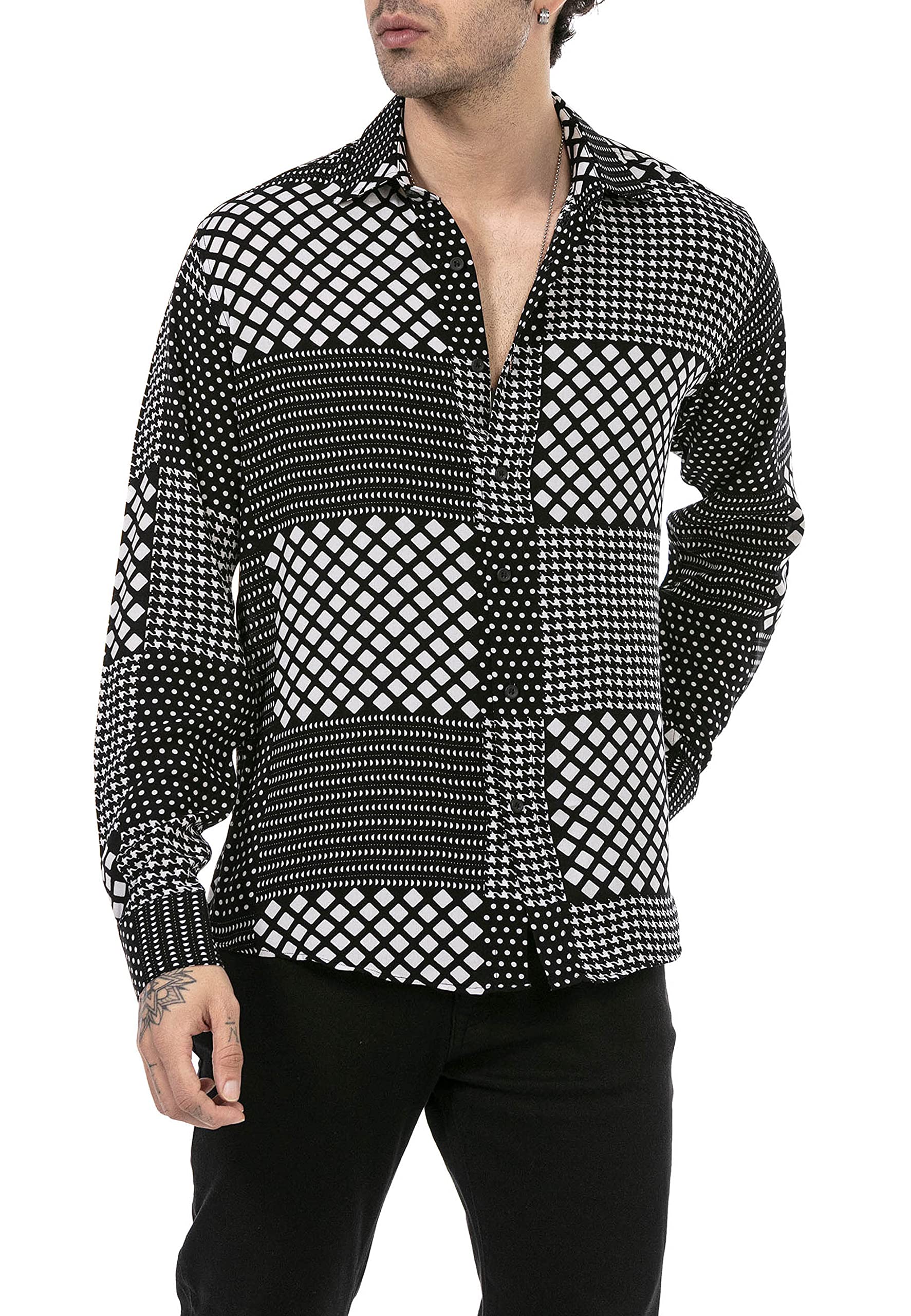 RED BRIDGE Camisa Casual para Hombre de Manga Larga Tejido Ligero