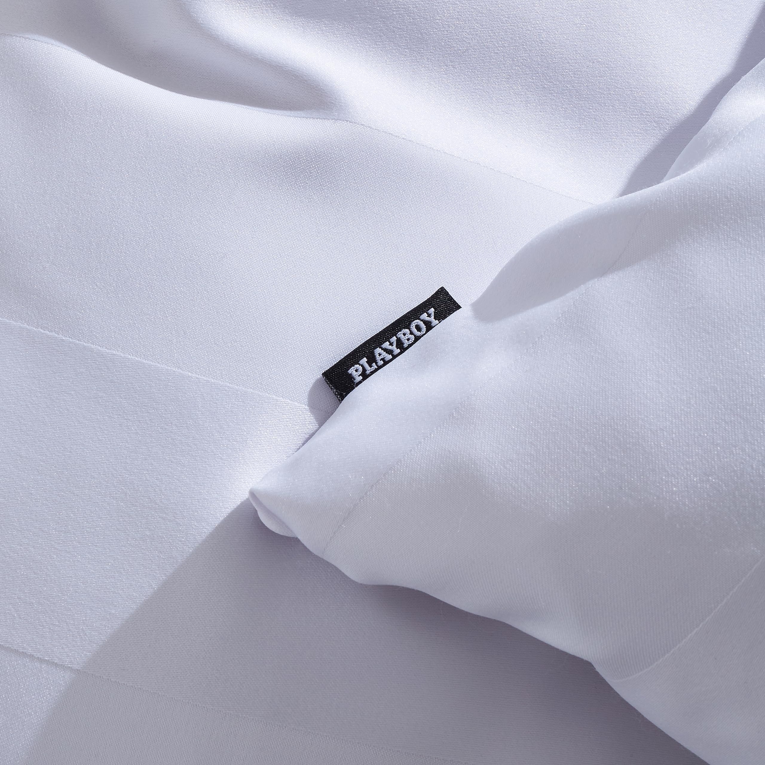 Playboy Soft Satin Stripe Standard Pillowcase Pair White, Standard (Pair) - Image 2
