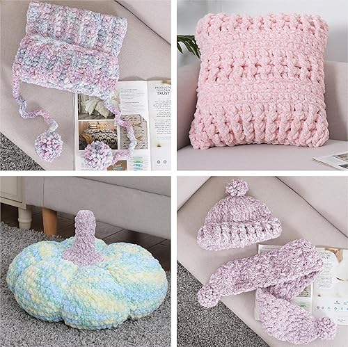 Miniatura 5 de Crafted By Catherine Chunky Heather Multi Yarn - Paquete de 2, Rainbow Multi, Calibre 6 Super Bulky