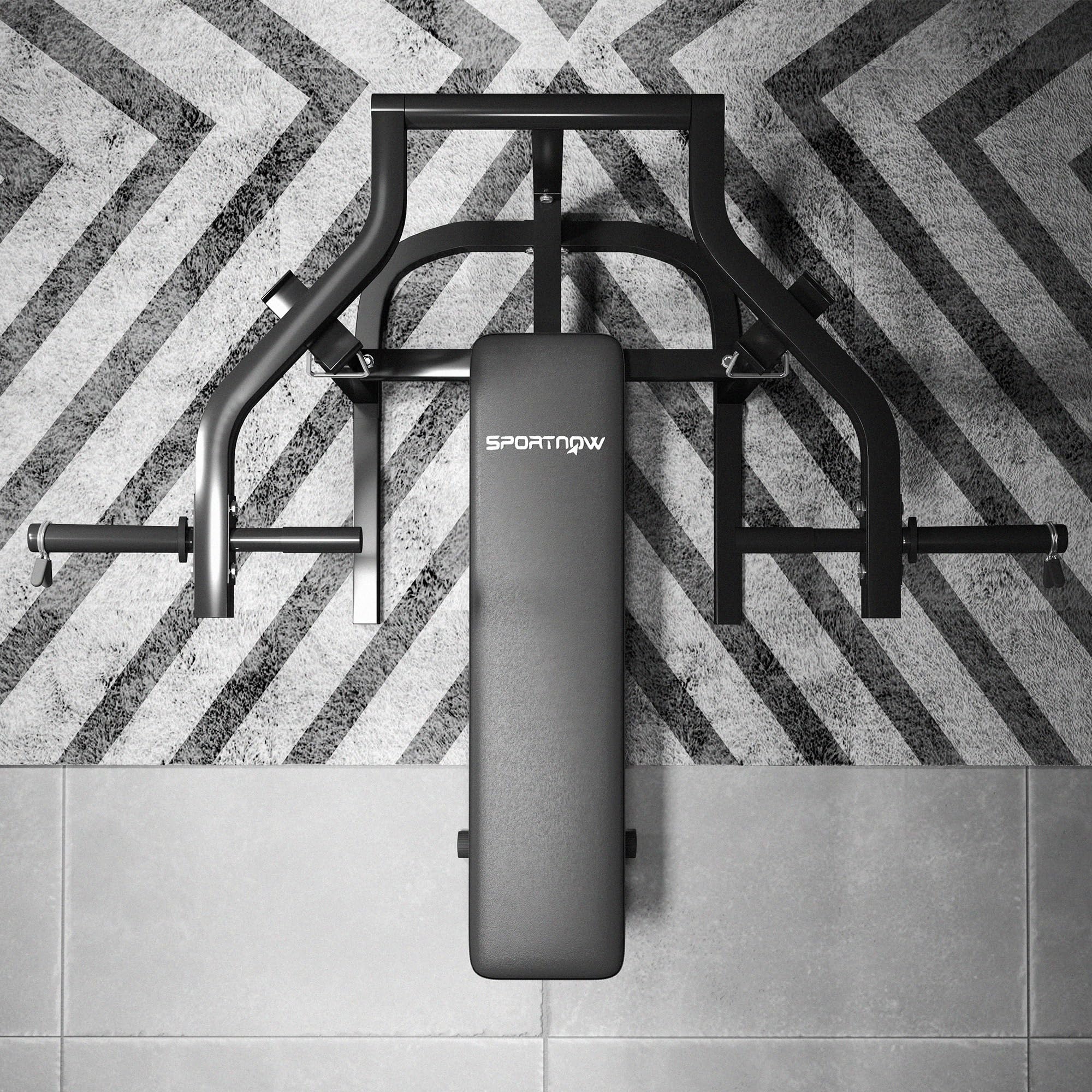 SPORTNOW Panca per Sollevamento Pesi ad Altezza Regolabile, Panca Piana Multifunzione in Acciaio, per Palestra e Casa, 150x150x60-85 cm, Nero