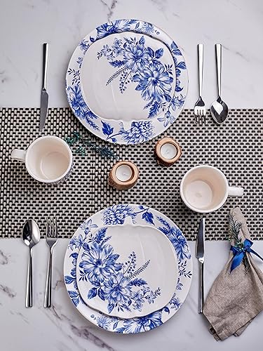 Miniatura 5 de Bico Blue Floral Haven - Platos de ensalada con forma de calabaza, 8.6 pulgadas, juego de 4, para ensalada, aperitivo, microondas y lavavajillas