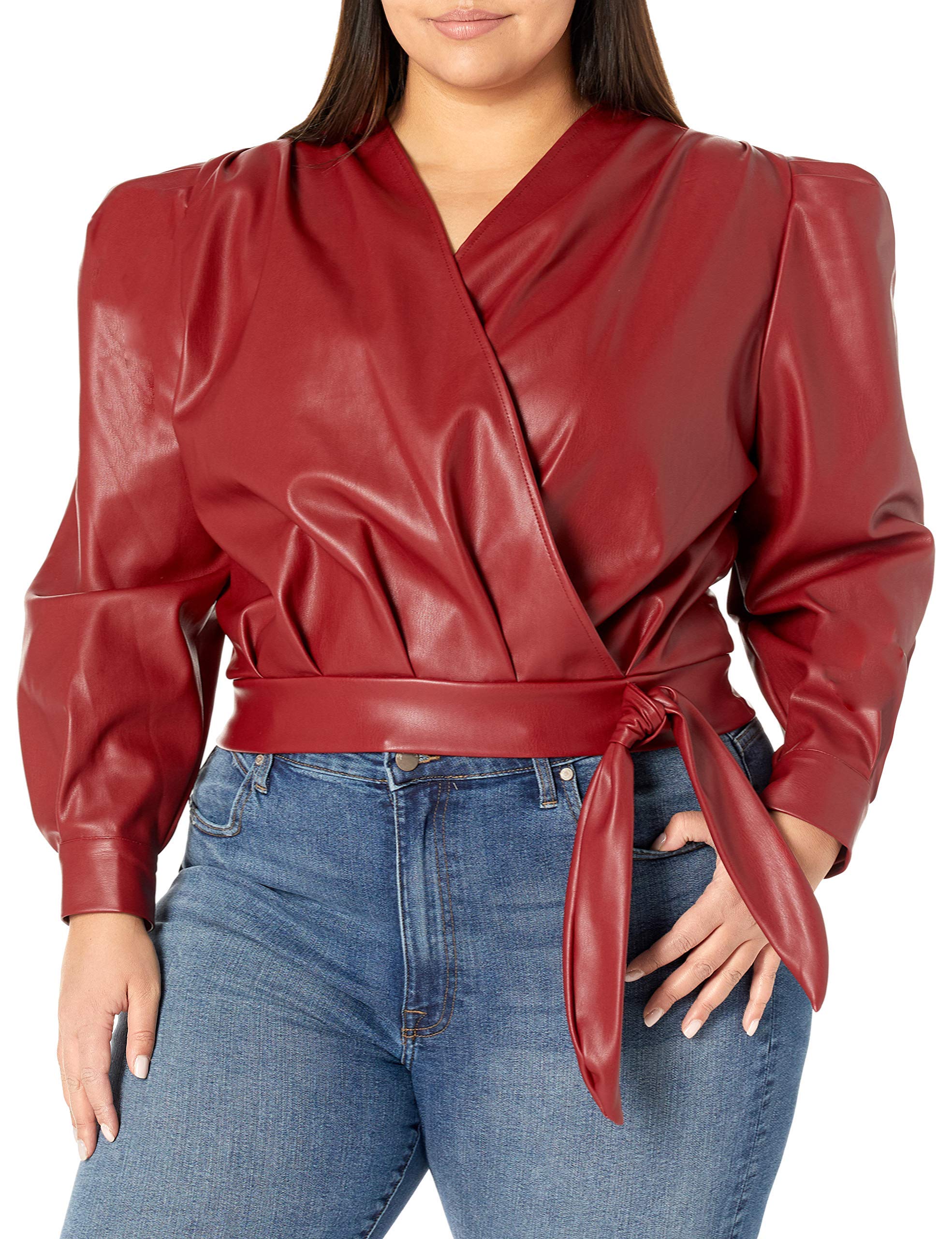 KENDALL + KYLIE Women's Puff Sleeve Surplice Top