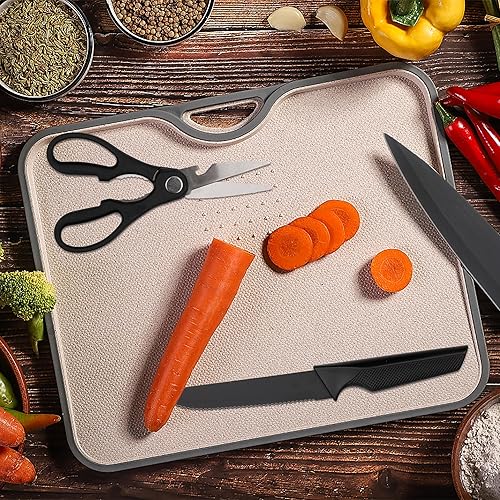 Miniatura 6 de Juego de cuchillos de cocina de acero inoxidable alemán de 14 piezas, color negro, apto para lavavajillas, afilador de cuchillos integrado con