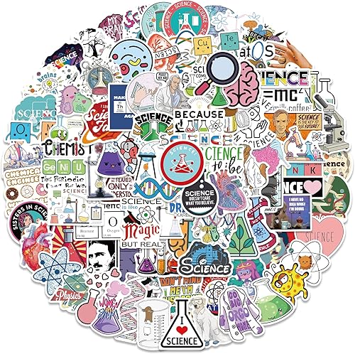 100 calcomanías de ciencia de laboratorio divertidas calcomanías de experimento científico para niños adolescentes estudiantes profesores física
