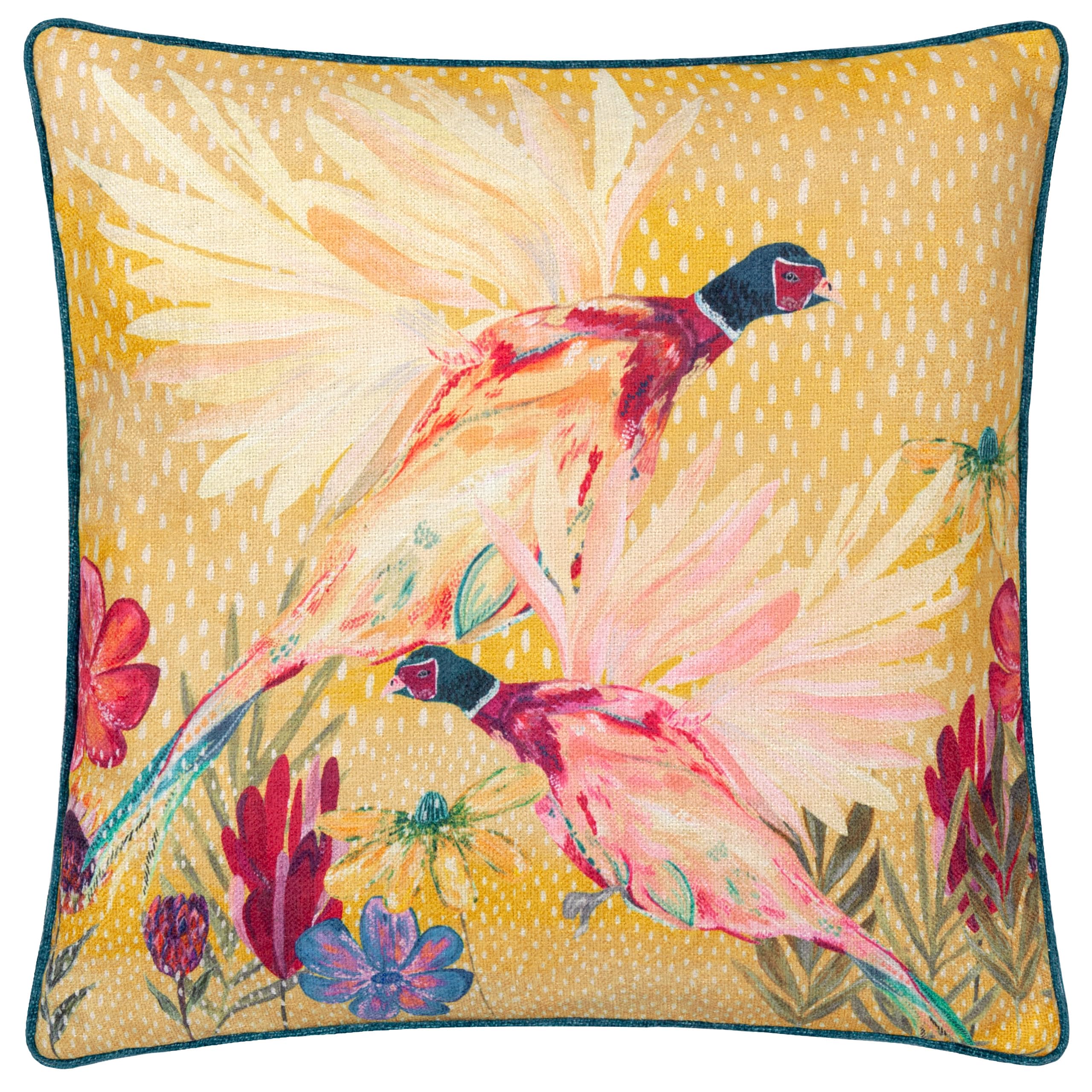 B&Q -  Nature Country Wilds Pheasant Bloom Printed Polyester Filled Cushion