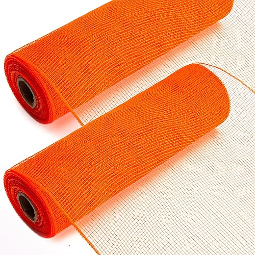 Ribbli 2 rollos de cinta de malla naranja, 10 pulgadas x 30 pies (10 yardas) por rollo, cinta de Navidad para guirnaldas de corona y decoración de