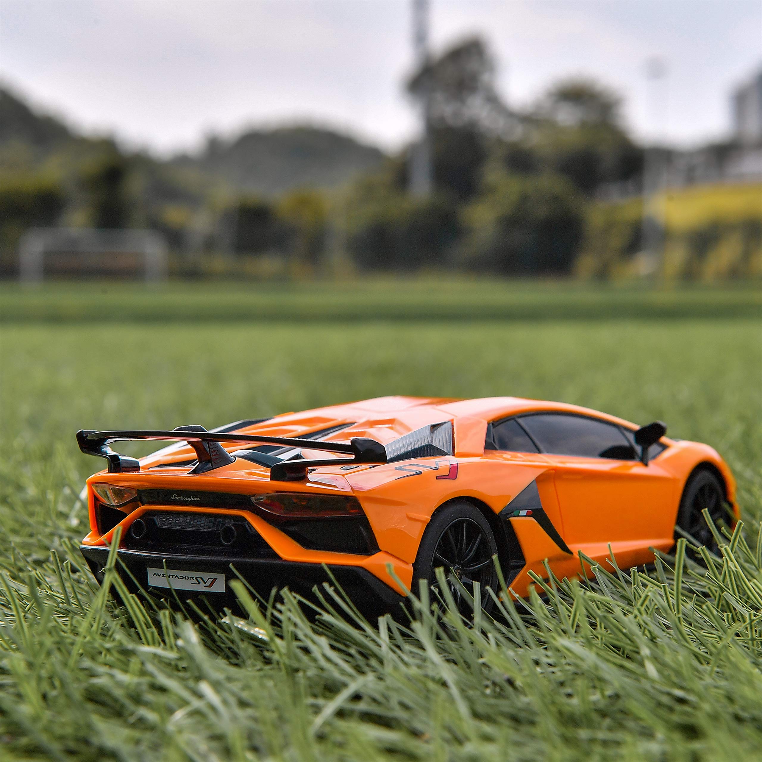BEZGAR Remote Control Car Licensed RC, 1:24 Lambo Toy Car for Kids, Lambo Aventador SVJ Remote Control Model Electric Sport Racing Hobby Toy for 3 4 5 Year Old Boy Birthday Gift (Orange)