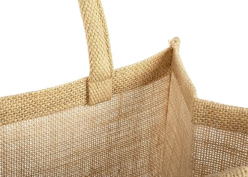 Miniatura 7 de Bolsas de yute extra grandes, paquete de 10, bolsas de playa ecológicas, asas de algodón de 18 x 13 x 8 pulgadas