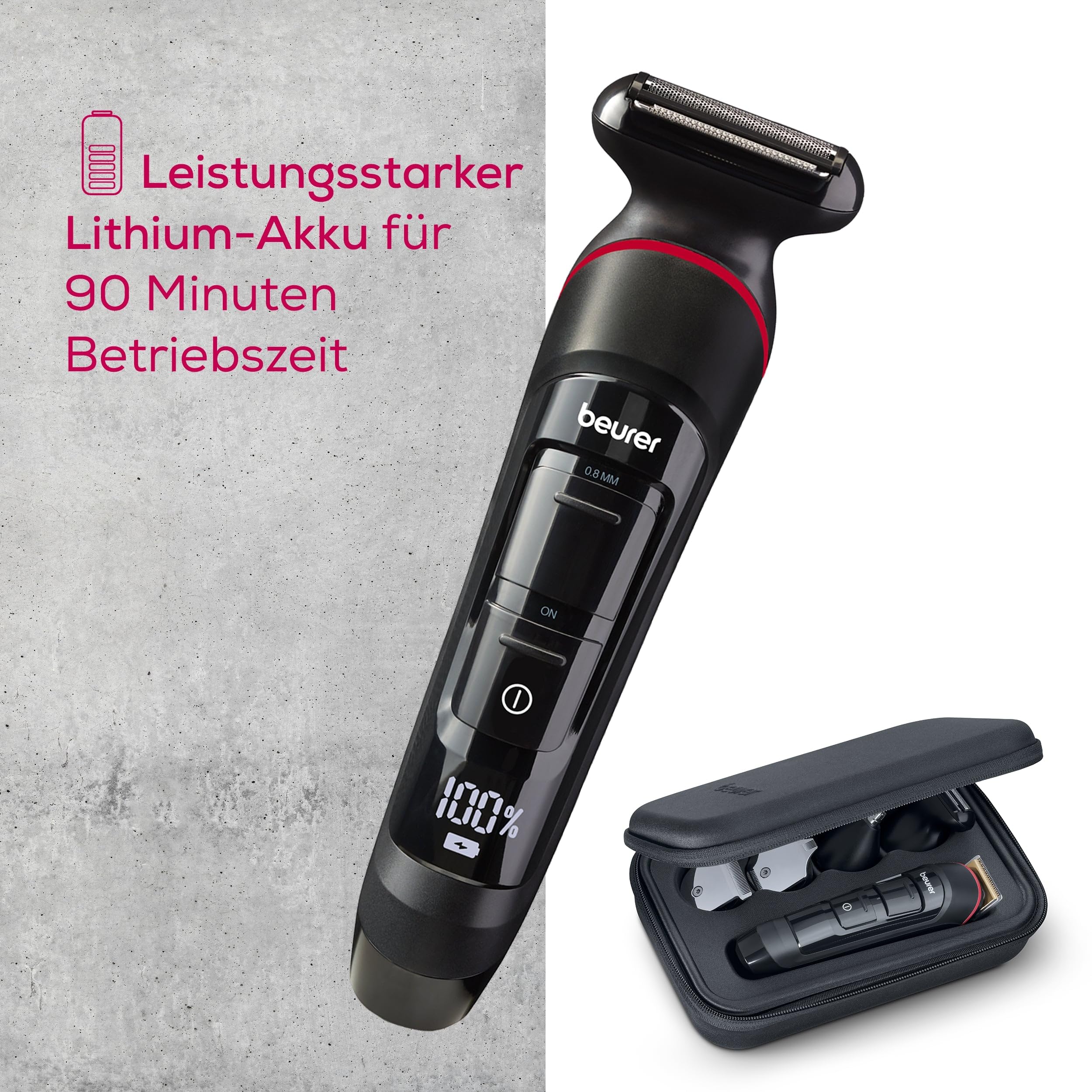 Beurer MN9X Multigroomer, 11 Edelstahl-Aufsätze, wasserdicht, Akku
