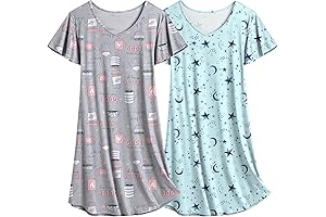 Two-Pack V-Neck Flared Sleepshirt Exemplifying Style and Comfort