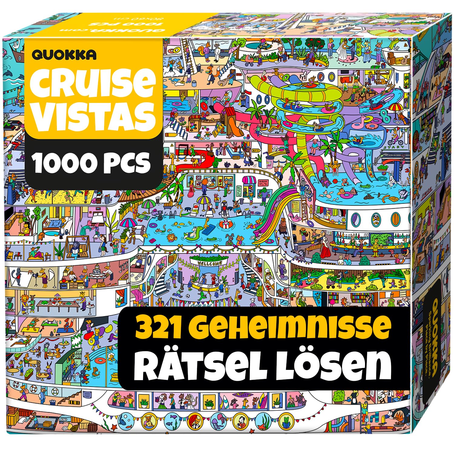 QUOKKA Puzzle 1000 Teile für Erwachsene - Kreuzfahrtaussichten - Hochwertige Boxverpackung mit Extra Lustigen Herausforderungen - Atemberaubendes Tiere Puzzle - Kreatives Geschenk zur Entspannung