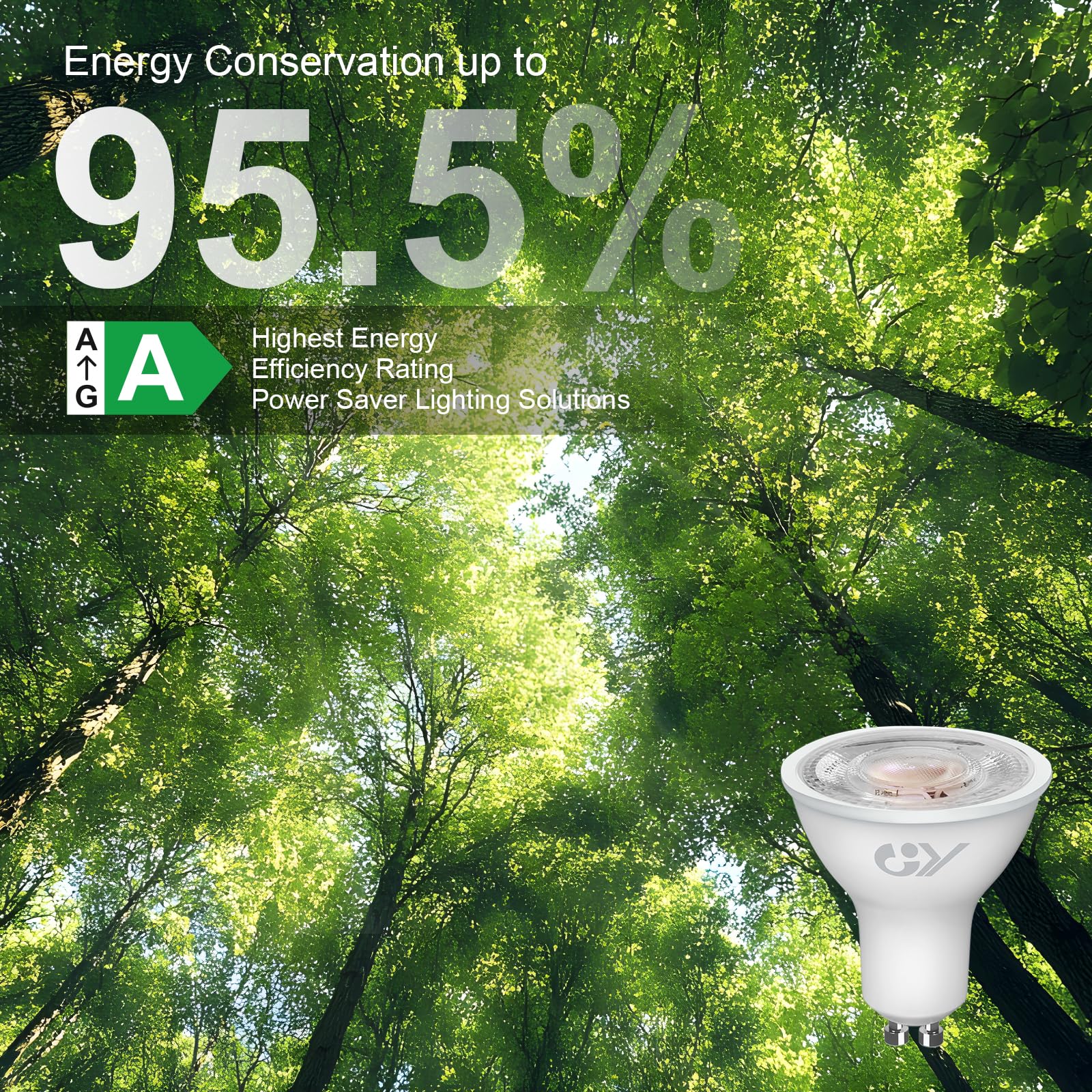 GY Ampoules GU10 LED Spot Classe A, 805LM Blanc Chaud 2700K，4,5W Équivalent 100W GU10 36° (Faisceau Étroit), Efficacité Energétique, Non-Dimmable, Lot de 12