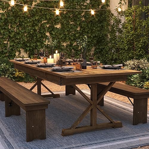 Miniatura 7 de Flash Furniture Hercules - Mesa de comedor plegable con patas en X, mesa rectangular de pino macizo de grado comercial para 10, 9 x 40 pulgadas,