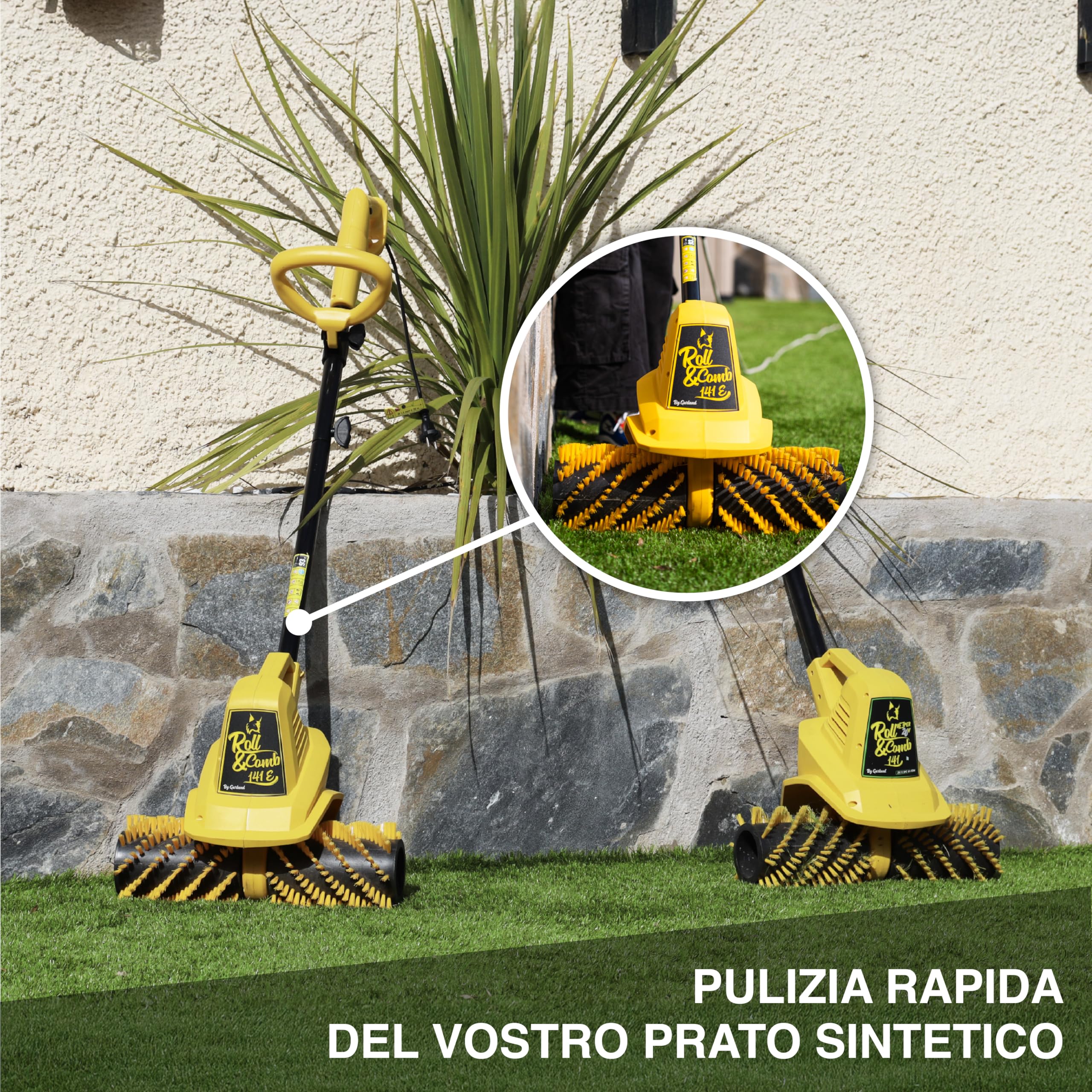 Garland - Spazzatrice per Prato Artificiale Roll&Comb 141E-V19 | Potenza 300 W | Elettrica a Spina | Larghezza di Lavoro del Rullo 40 cm | Manubrio Regolabile
