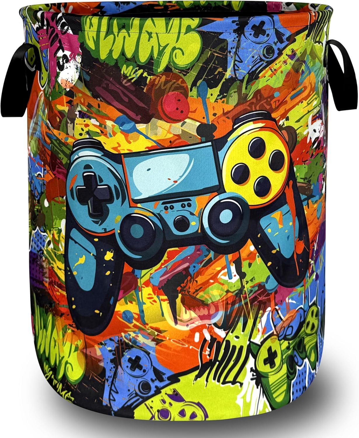 Game Laundry Basket Oxford Cloth Gamepad Funny Laundry Hamper With Handle Portable Clothes Storage Basket Foldable Laundry Bag 18.9"x16.5" For Laundry Room/Bedroom/Bathrooms