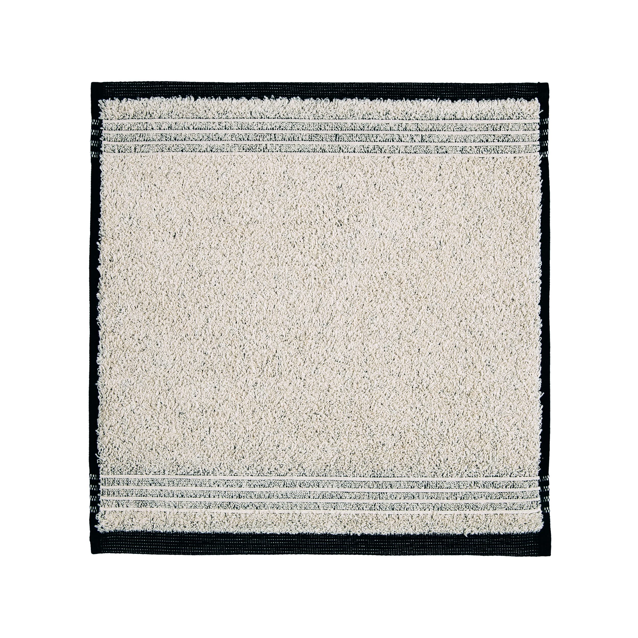 Eden soap cloth piped border 30 x 30 cm made of 80% cotton / 20% linen, nature / black