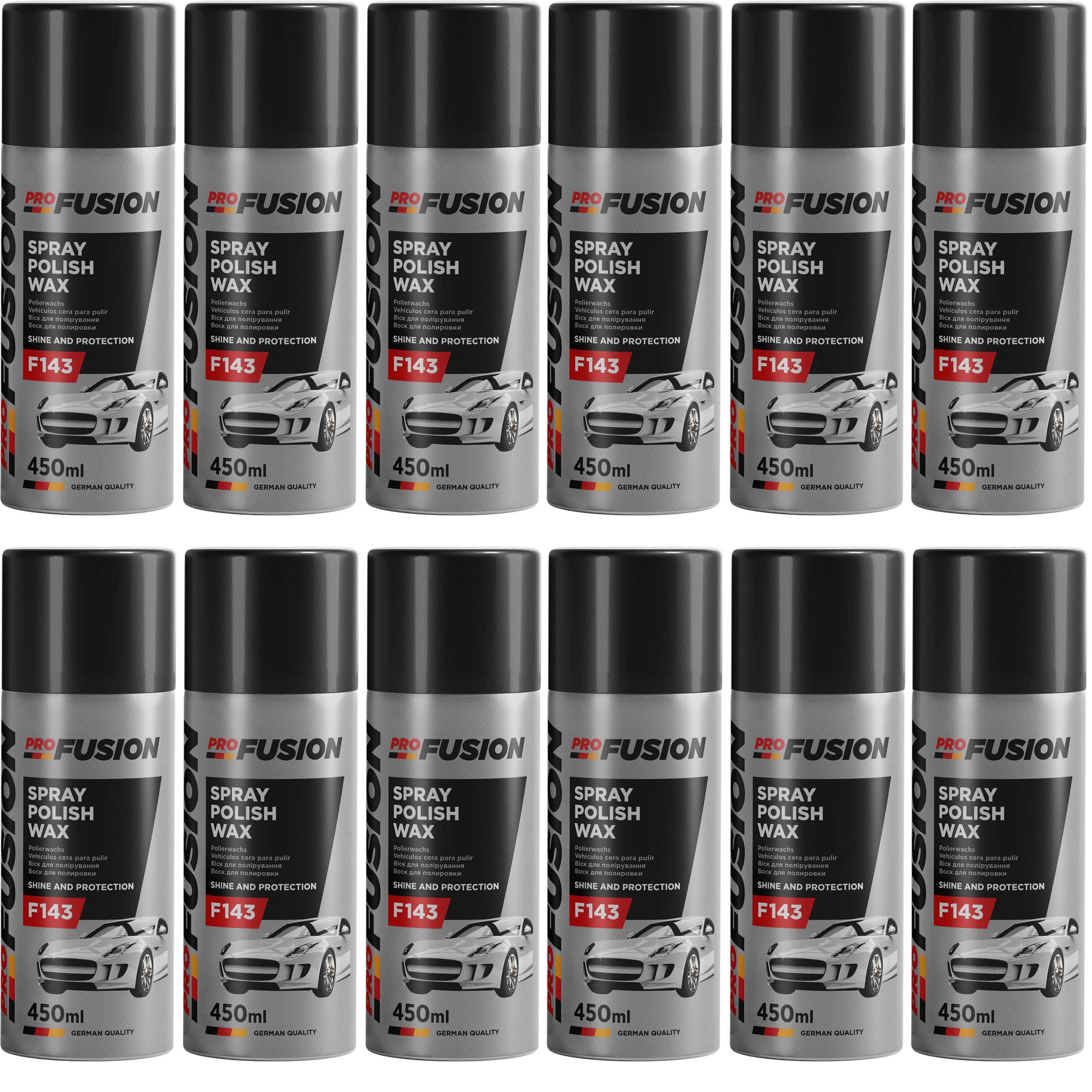 ProFusion Cera Rápida en Spray para Coches Carnauba - Brillo y Protección - Abrillantador Coche - F143 Polish Wax 450 ml (12)