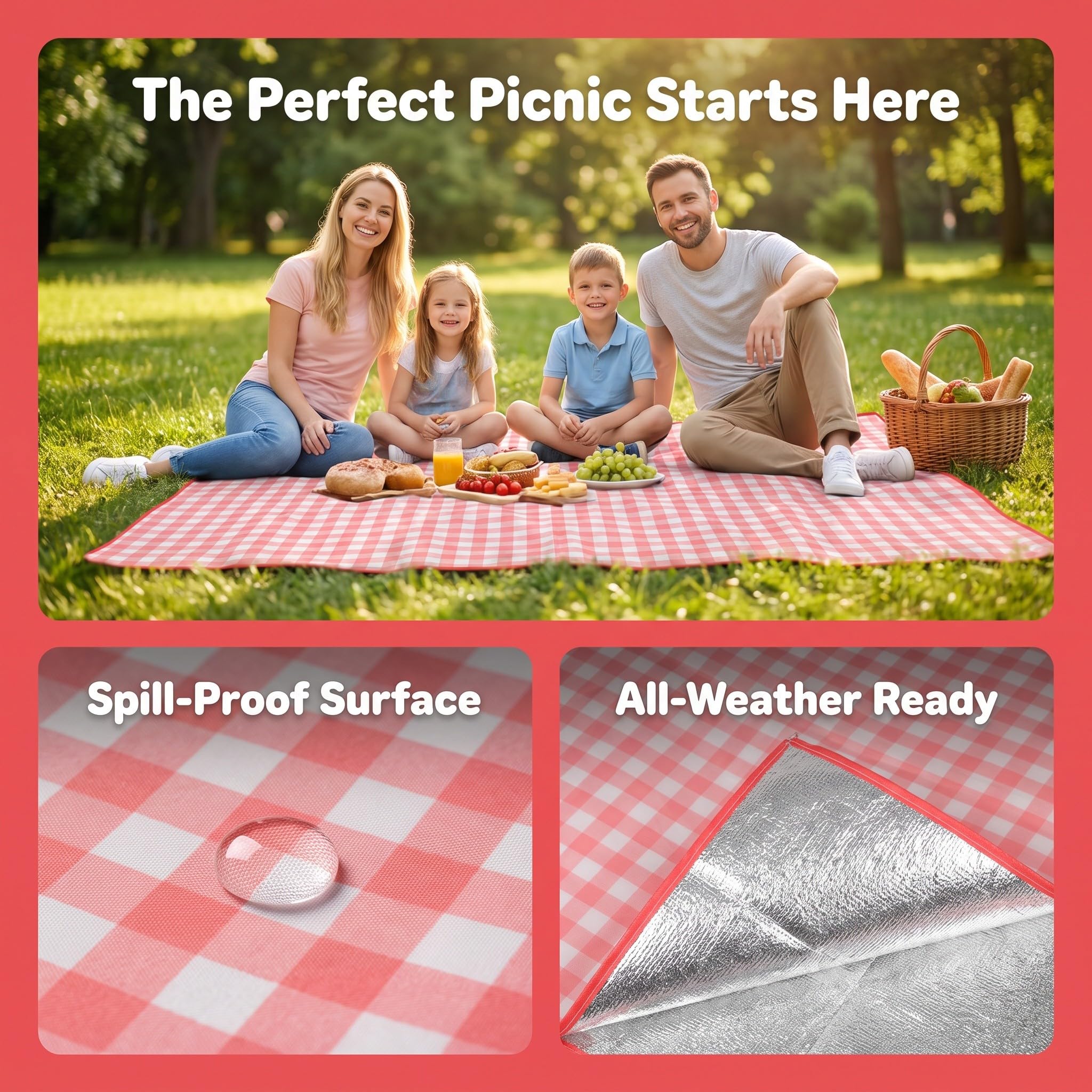 Zerodeko Mantas de Playa y Picnic extragrandes Impermeables Rojas |