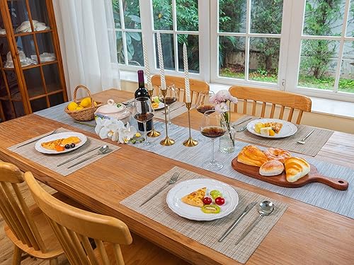 Miniatura 2 de Zupro Juego de 4 manteles individuales lavables, resistentes al calor, antideslizantes, trenzados, de vinilo de PVC tejido, cocina, comedor, patio,