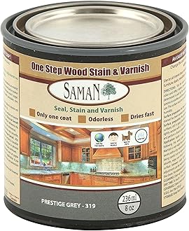 Interior One Step Wood Seal, Stain and Varnish – Oil Based Odorless Dye - Protection for Furniture and Fine Wood (Prestige Grey SAM-319, 8 oz)