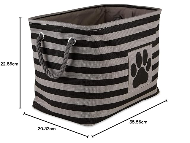 Foto 6 de 6 de Bone Dry Pet Storage Collection - Cubo de basura a rayas, rectangular, tamaño pequeño, color negro