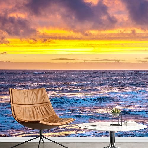 Miniatura 10 de SIGNFORD Adhesivo mural removible para pared, isla tropical vibrante, palmera, playa, naturaleza, desierto, fotografía, paisaje rústico, panorama