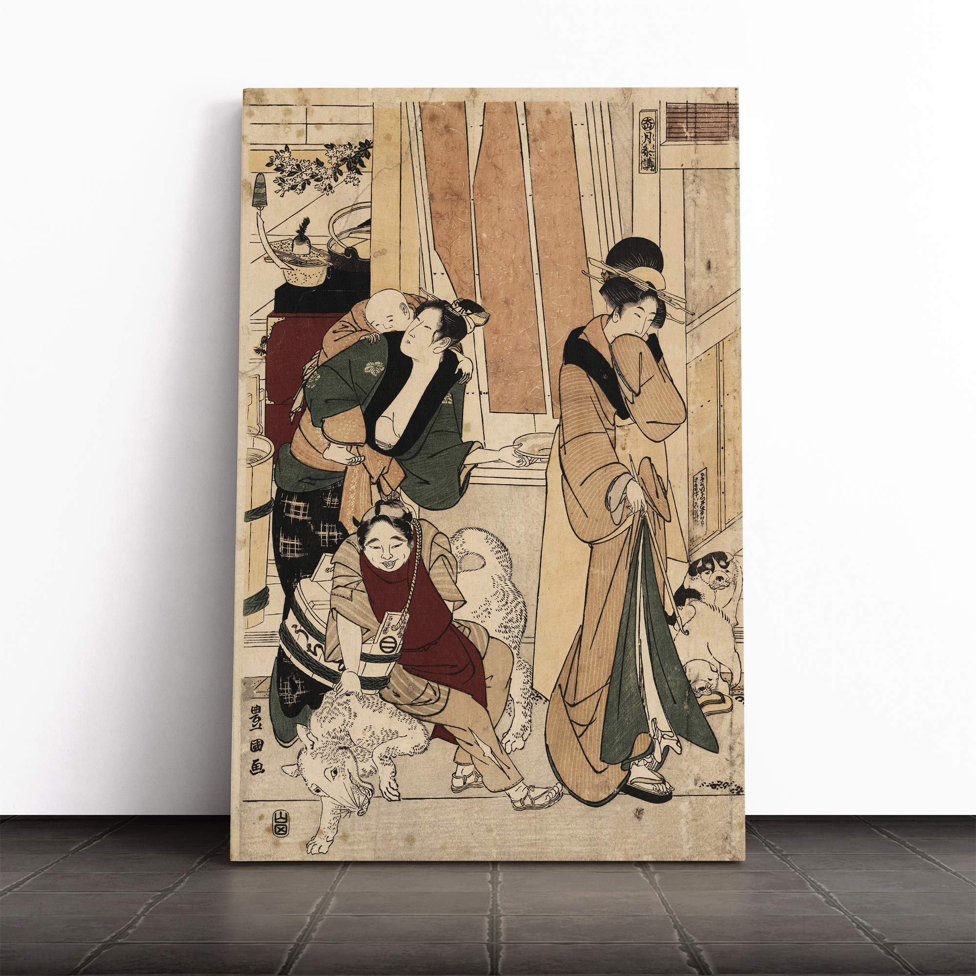 Wall Utagawa Toyokuni Vintage Japanese Oriental Art (9) Canvas Print | Gallery Wrapped 30mm Frame Wall Art | 30x20 inches | Ready to Hang | Asian Picture | Living Room Bedroom Lounge Office