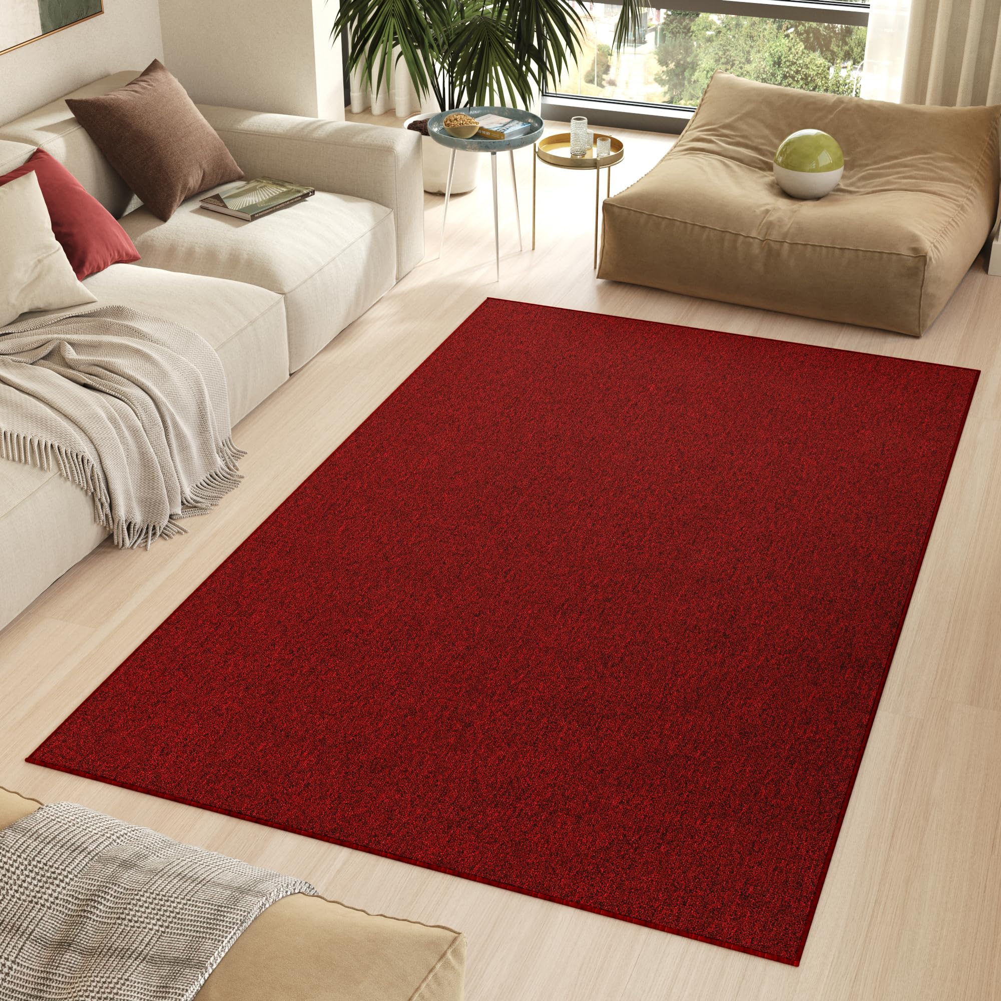 TAPISO Nizza Alfombra Antideslizante Lavable de Pelo Corto Diseño Moderno Rojo Melange Alfombra de Salón Cocina Dormitorio Habitación Comedor Oeko-Tex 120 x 170 cm