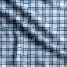 Soimoi Check Print - Blue, Pure Silk Fabric - 42 Inch Wide, 1 Yard, Lightweight Material, Perfect for Elegant Dresses, Sarees, Scarves, Evening Wear