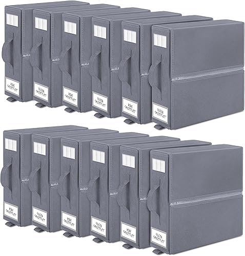 Paquete de 12 organizadores de sábanas y almacenamiento, organizador de sábanas plegable para armario de lino (tamaño matrimonial, individual, queen