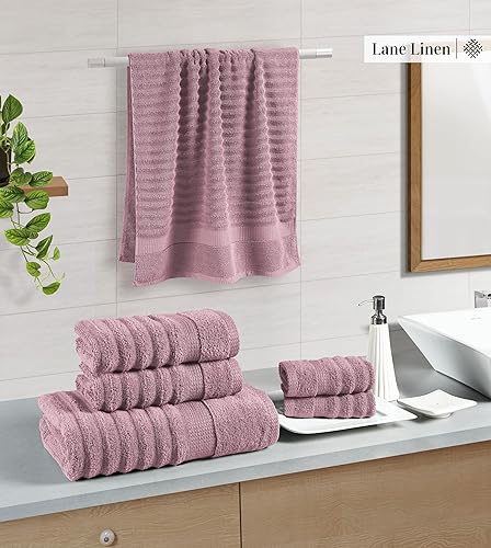 Miniatura 9 de LANE LINEN Juego de toallas de baño, 2 toallas de baño, 2 toallas de mano para baño y 2 paños para el cuerpo, altamente absorbentes, suaves, juego