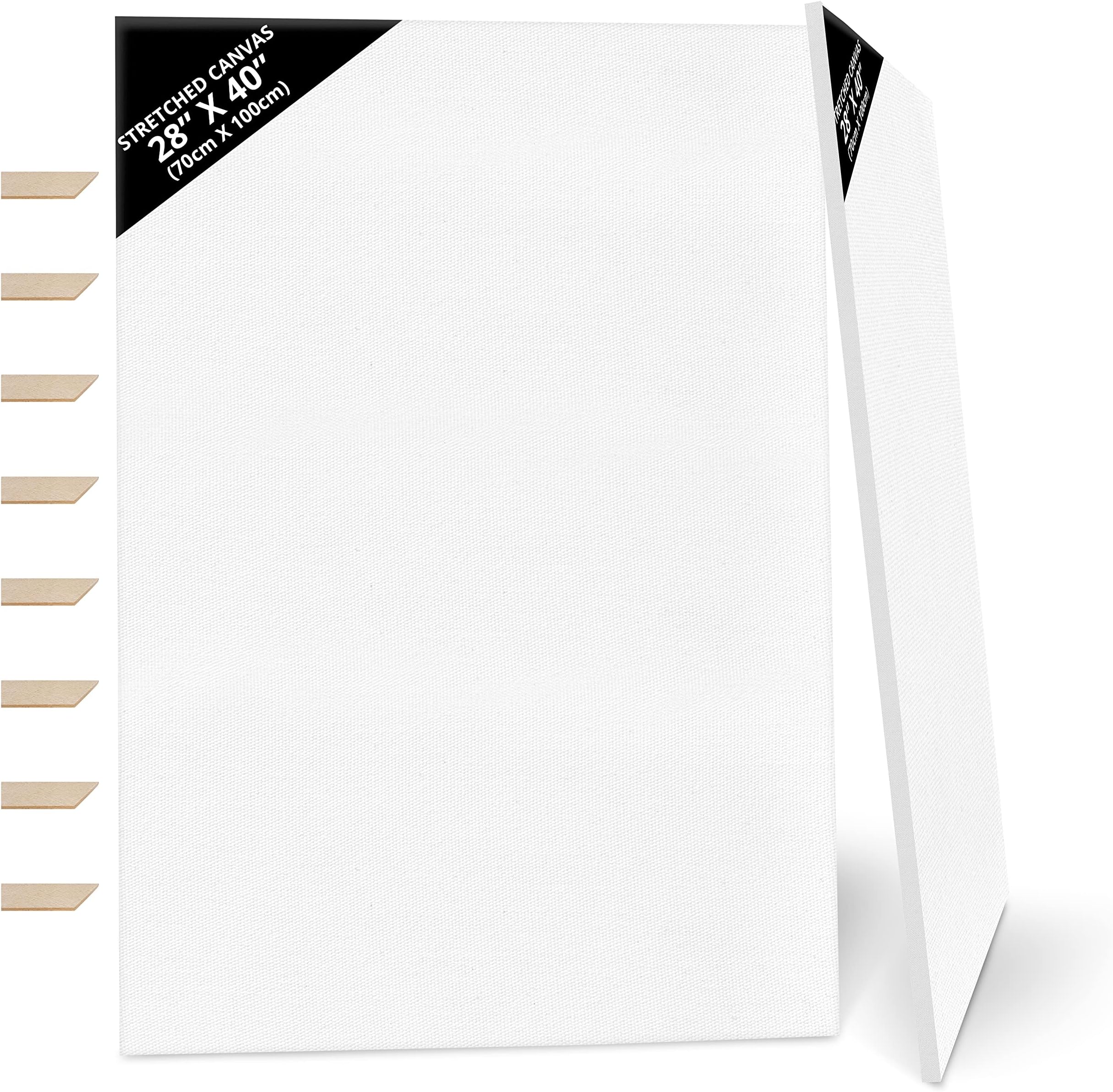 Kurtzy 2 Pack Blank Canvas - 70 x 100cm (28 x 40 inches) - Extra Large Pre Stretched Canvas Panels with Wooden Wedges - Suitable for Acrylic and Oil Painting Also for Sketching and Drawing