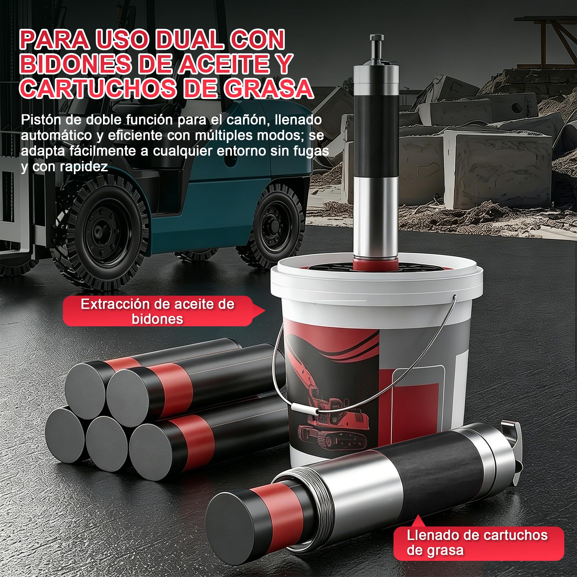 Pistola Engrasadora Bateria, 12000PSI 6.17 Oz/Min Kit De Pistola De Engrasar EléCtrica Bomba De Engrase Pistola De LubricacióN A BateríA InaláMbrica con 2 X 1500mah BateríAs, Manguera Flexible 39,4”