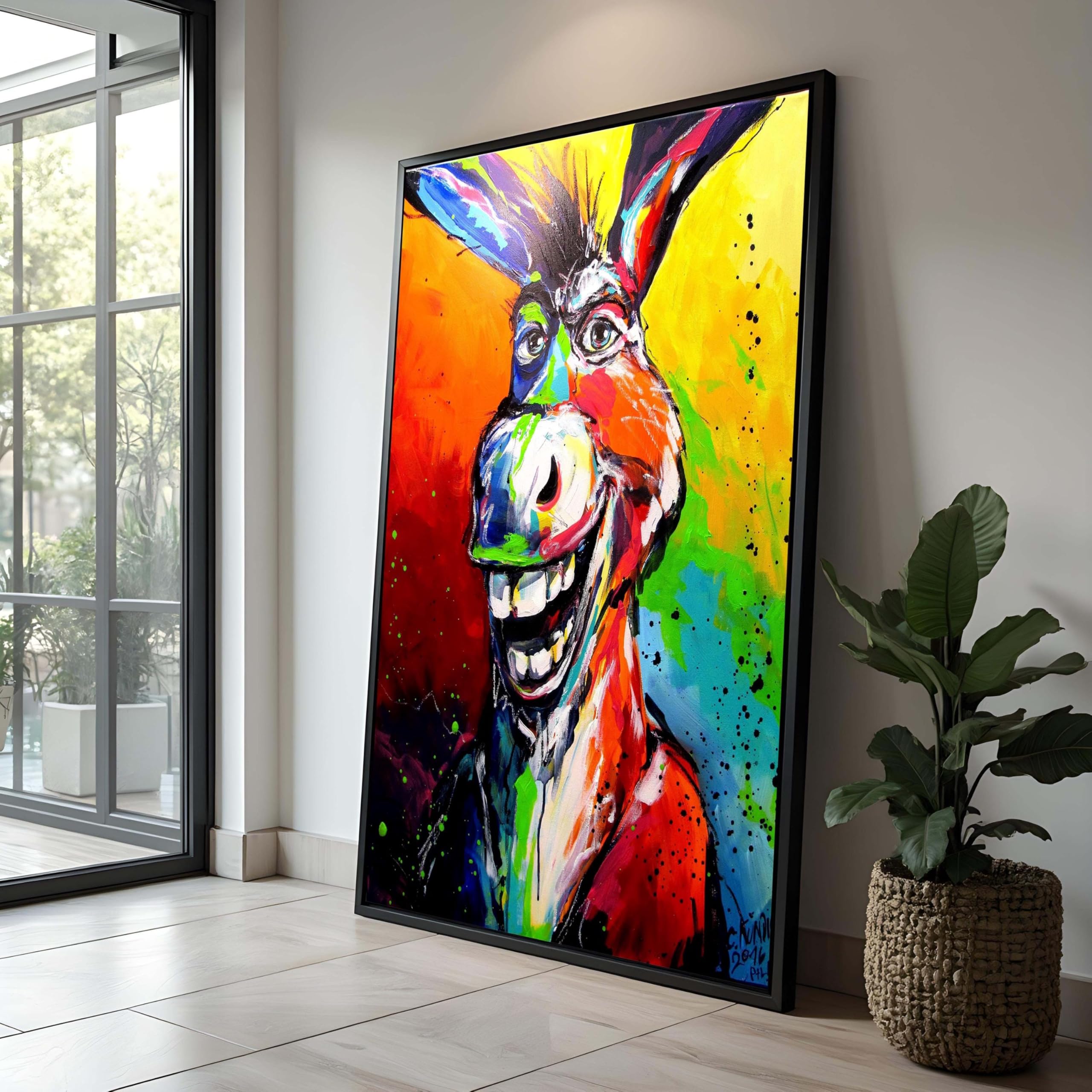 CAOXTART Colorful Donkey Wall Pictures, Pop Art Canvas Print: Abstract Expressionist Canvas Oil Painting, Home Wall Decor(60x90cm/Frameless)