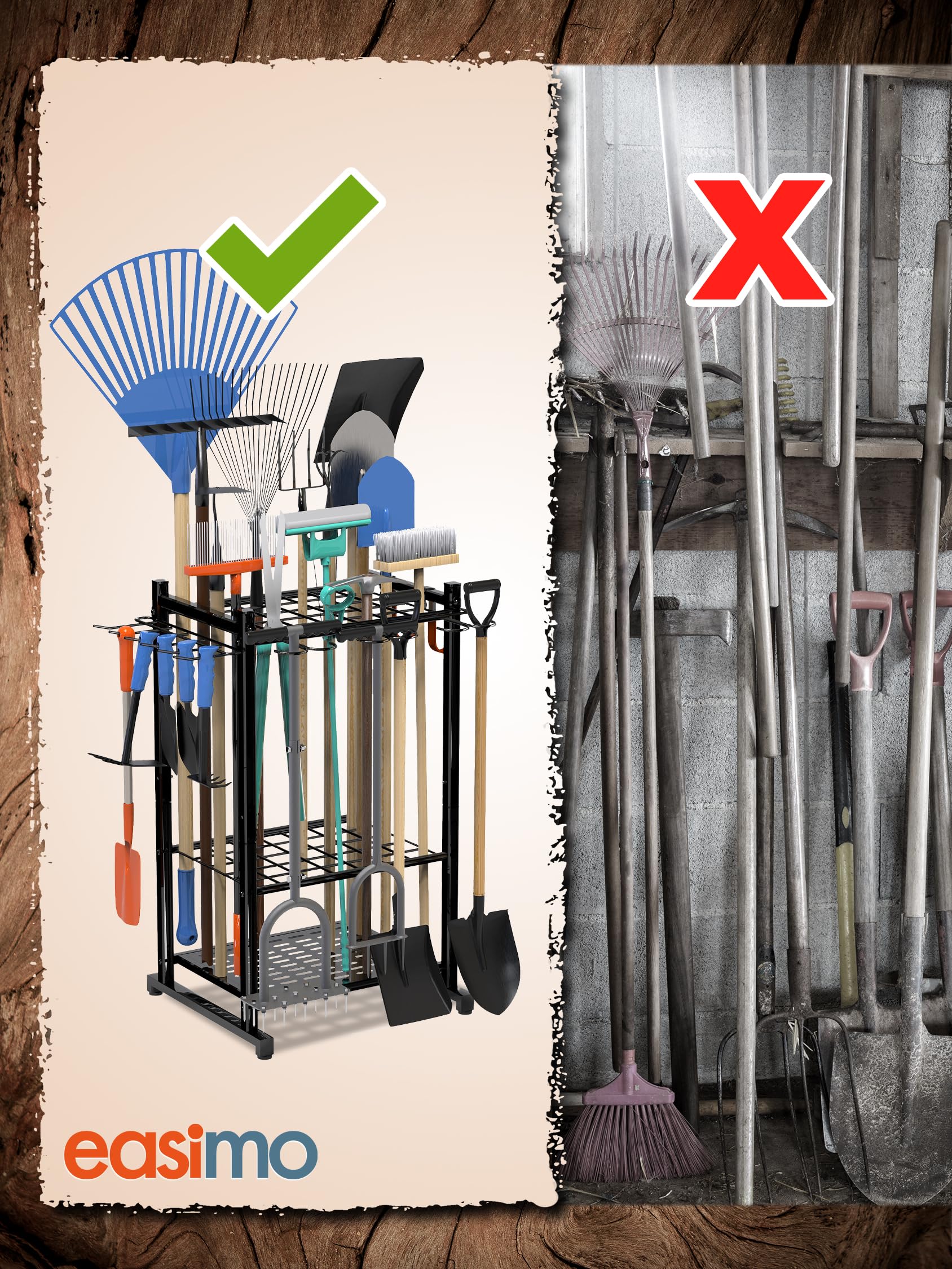 Supporto per attrezzi da giardino | Organizer da giardino adatto anche come supporto per attrezzi per garage, supporto per attrezzi da giardino