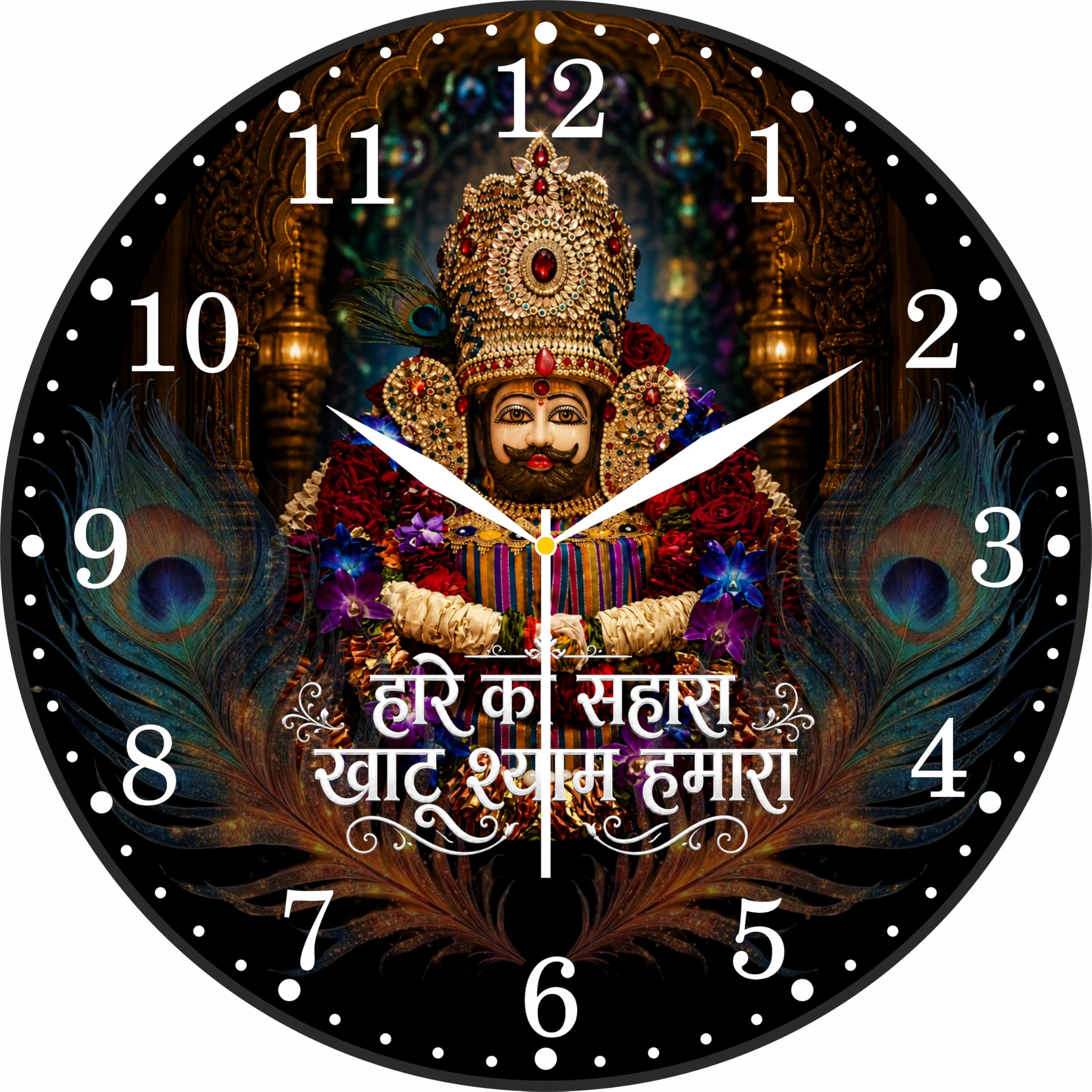 AmeraKart- 10 Inch Analog Khatu Shyam Ji Wall Clock I HD Printed Decorative I Free Adhesive Hook Included | No Drill Installation I Best for Living Room, Temple, Office Decor (Blue)-image-41
