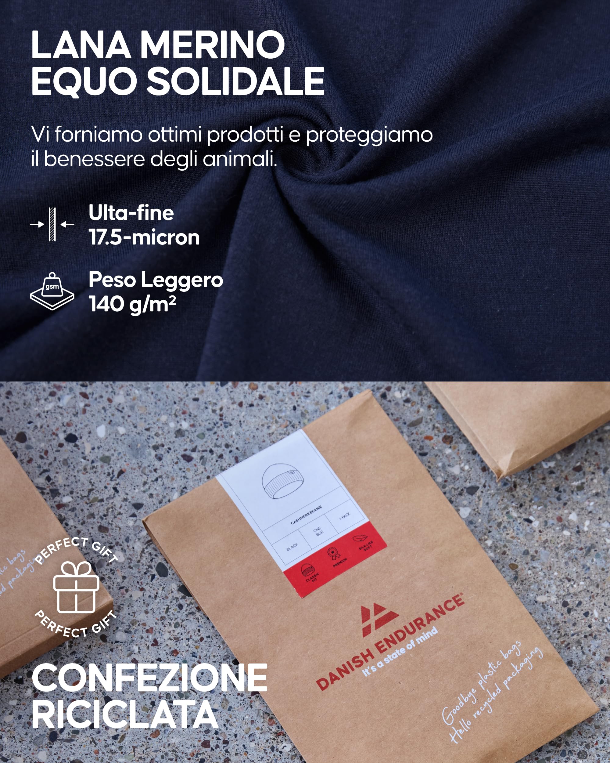 DANISH ENDURANCE Maglia Termica Uomo in 100% Lana Merino, Maglietta T-Shirt Maniche Corte, Traspirante e Anti-umidità, 1 o 2 Paia