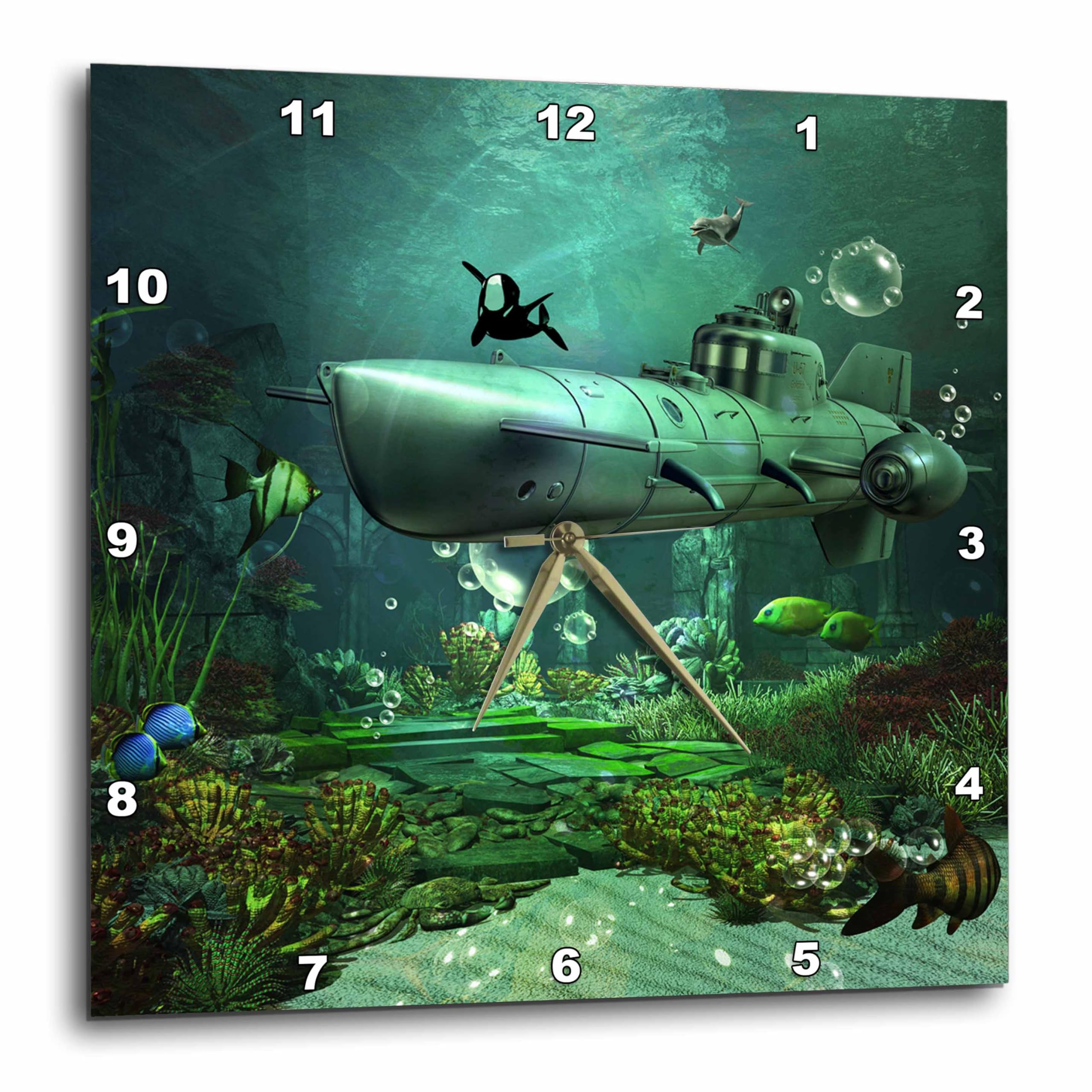 Horloge sous-marin orque dauphin pour décorer une chambre d'enfant ocean