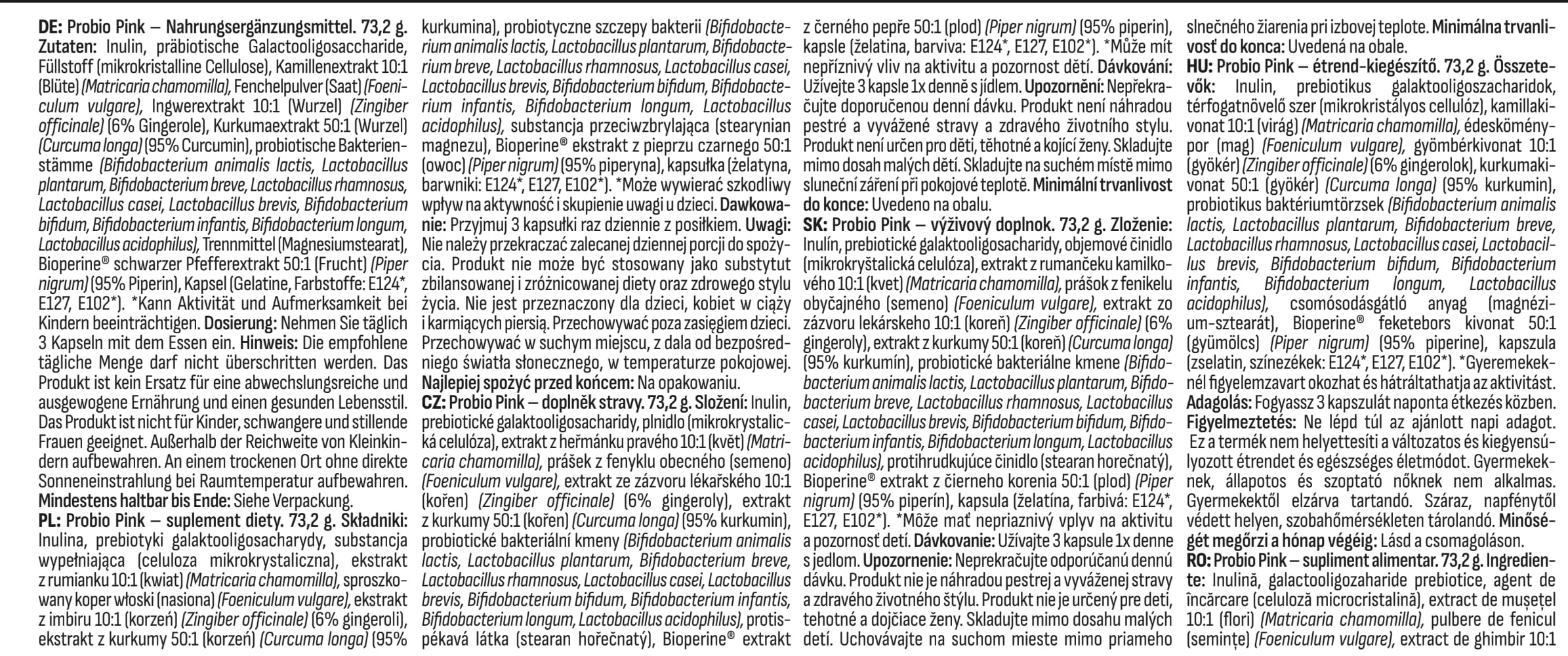 Probio Pink für Frauen - Probiotika zur Unterstützung der Darmflora, 10 Stämme mit 10 Mrd. lebenden Kulturen, Präbiotika aus Inulin & GOS, enthält Kamille, Fenchel, Ingwer & Kurkuma, 90 kaps