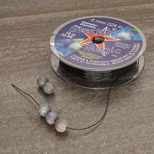 Miniatura 2 de Cuenta mágica elástica y cordón para joyería, fuerte y elástico, fácil de anudar, color negro, 0.024 in de diámetro, carrete de 32.8 pies, cuerda