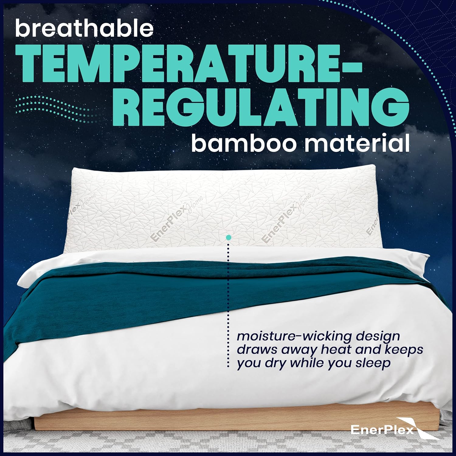 EnerPlex Body Pillow for Adults - Adjustable 54 x 20 Inch Long Pillow Shredded Memory Foam Pillows w/Plush Viscose of Bamboo Cover for Adults & Kids - Pregnancy Pillow for Sleeping