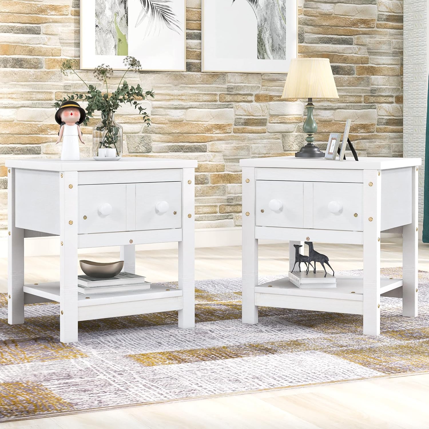 Harper & Bright Designs Nightstand Set of 2,Wooden