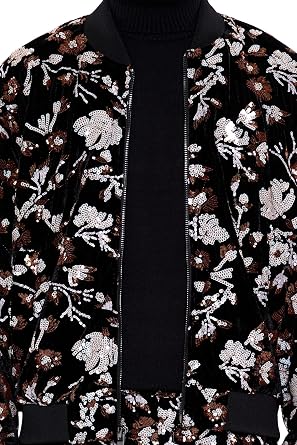 Forever 21 Men's Sequin Floral Bomber Jacket