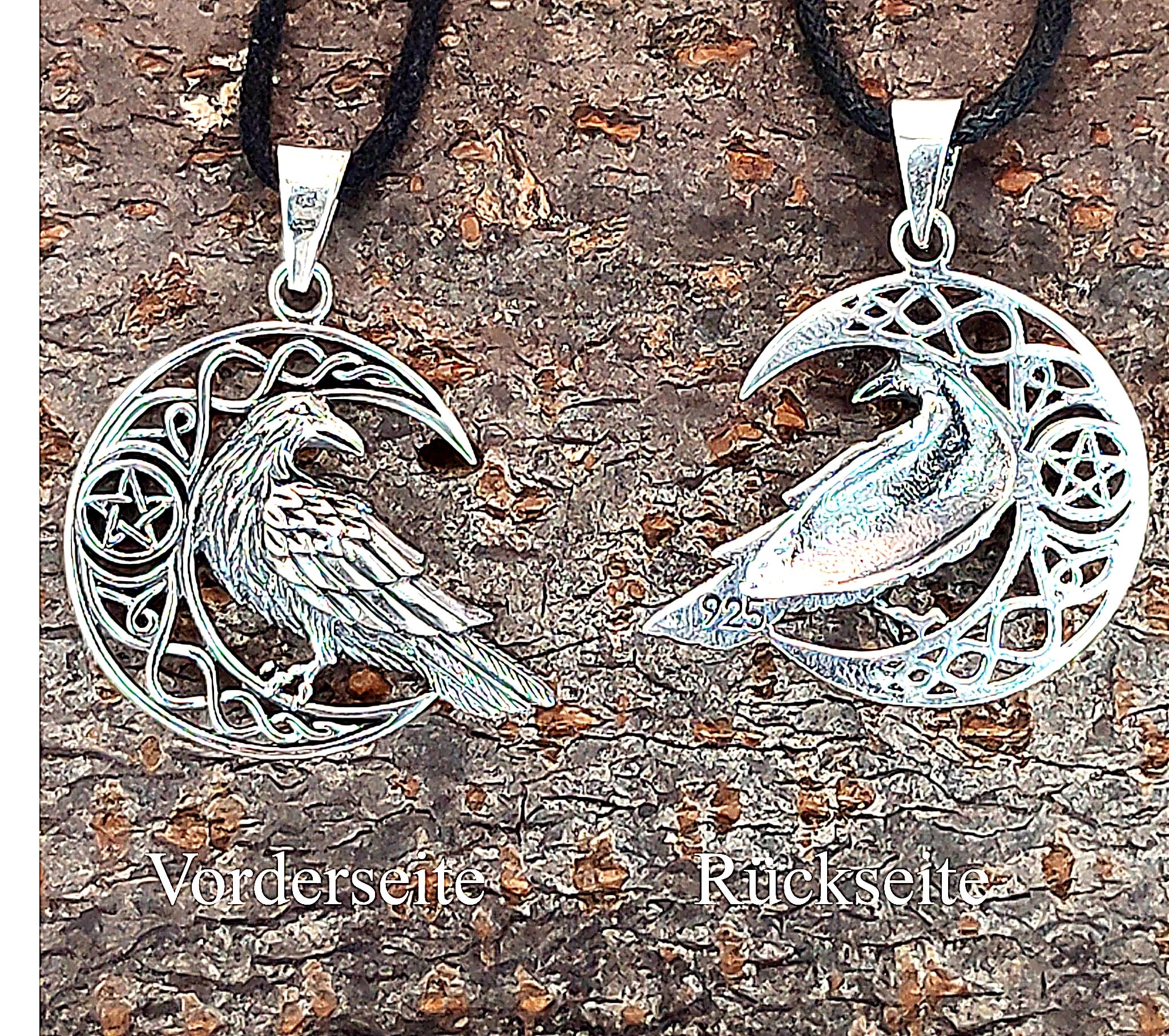 Kiss of Leather Anhänger Rabe im Mond aus 925 Silber Nr. 380