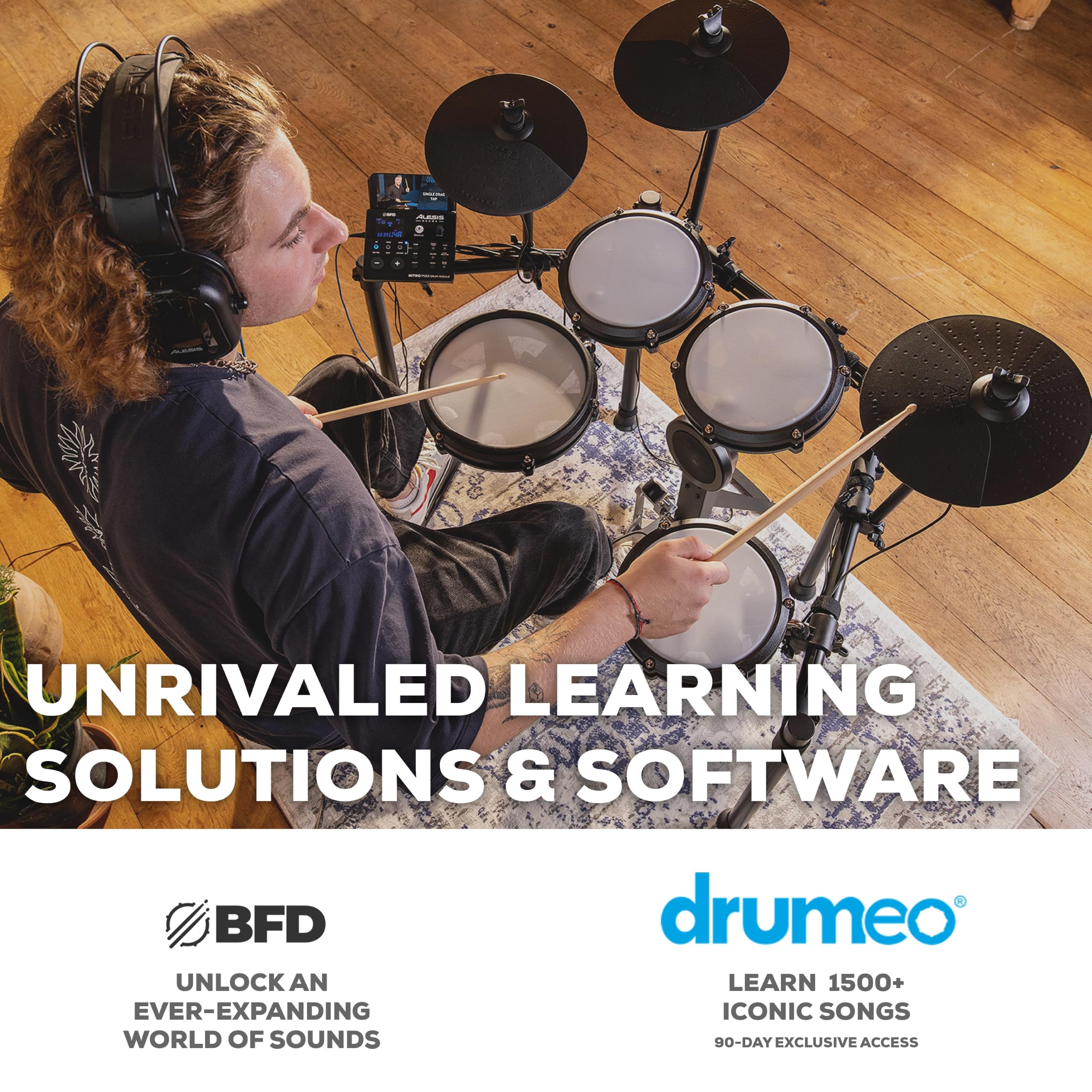 Alesis Nitro Max Kit Eight Piece Electronic Drum Kit with Mesh Heads and Bluetooth — Amazon image 6